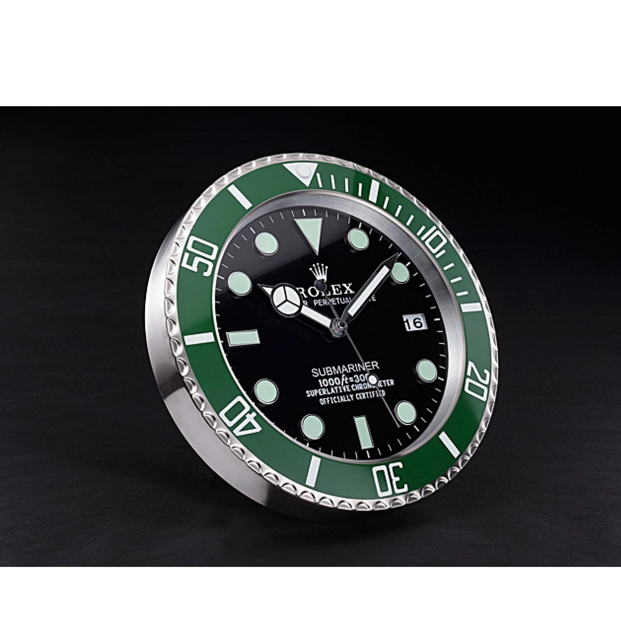 Rolex copies cheap Wall Clock Silver-Green Rolex Submariner 621912 0613